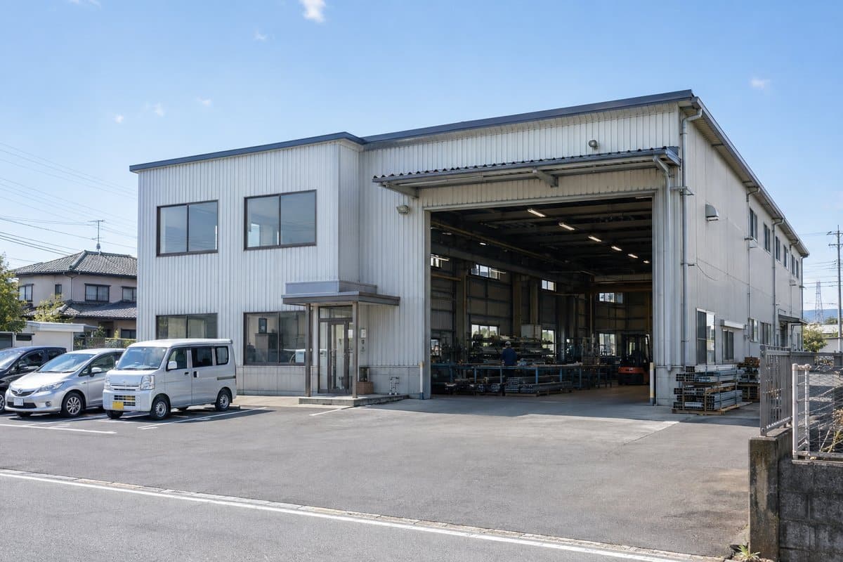 名古屋近郊の工場の外観と朝の通勤風景(写真はイメージ)